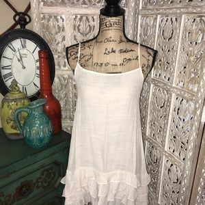 New Easel Oatmeal Slip Dress Extender Ruffled Hem